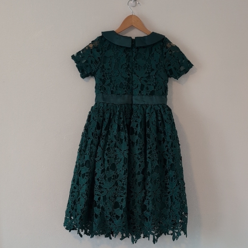Elegant Green Lace Kids Dress - Picture 7 of 10